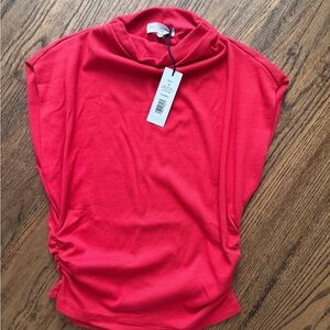 Michael Stars Red Amara Power Shoulder Tee Medium Rumba